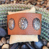 " Leve " Leather and Concho Cuff