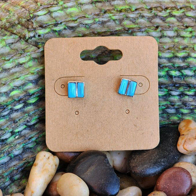 " Tilly " 2 Bar Turquoise Studs