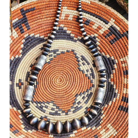 " Rose " 24" Large Navajo Pearl & Cylinder Necklace