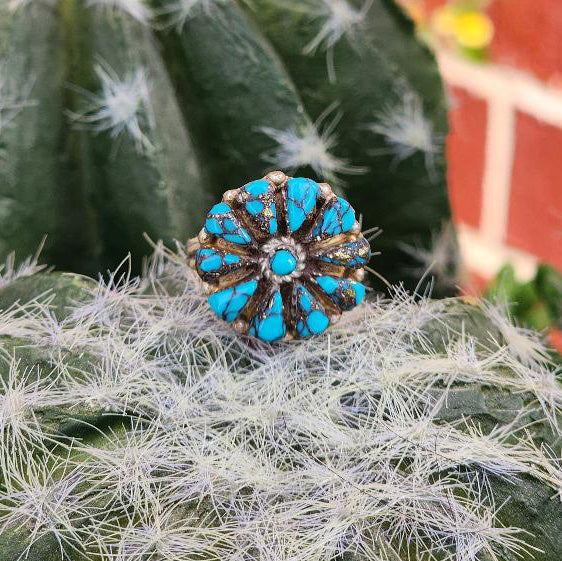 " Selma " Turquoise Cluster Ring