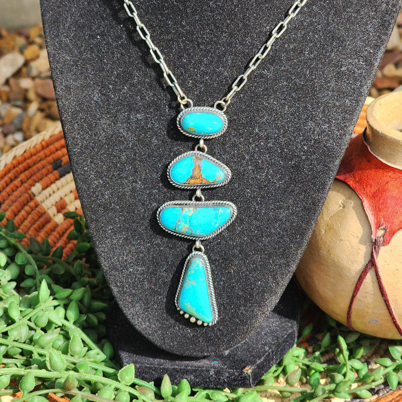 " Wylie " Turquoise Lariat Necklace