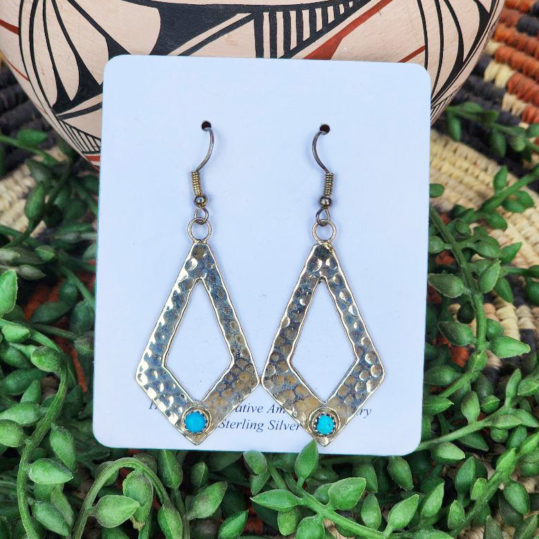 " Bellemy " Kite Hammered Silver & Turquoise Earrings
