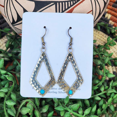 " Bellemy " Kite Hammered Silver & Turquoise Earrings