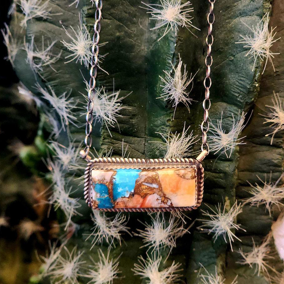 " Netta " Spiny Turquoise Bar Necklace