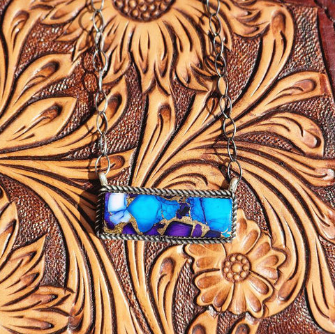 " Langley "  Dahlia Blue Bar Necklace