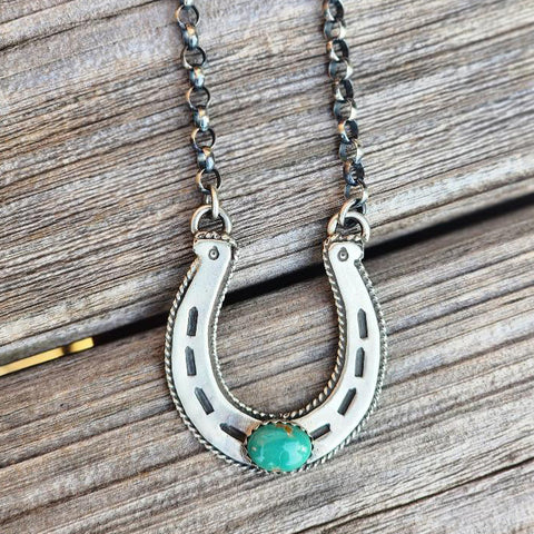 " Stoney " Silver & Turquoise Horseshoe Necklace
