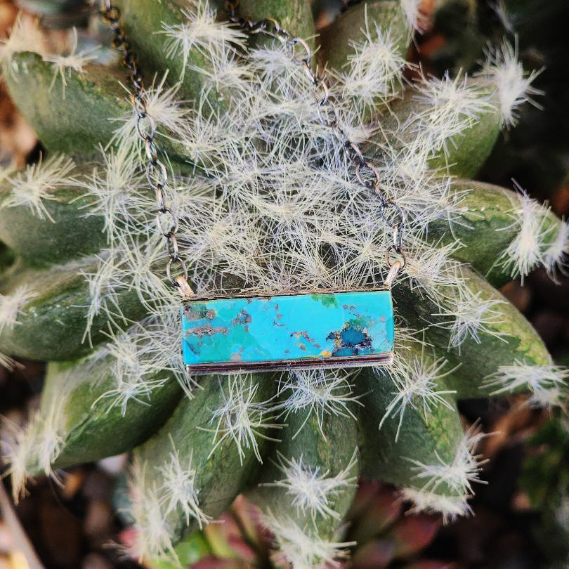 " Anne " Kingman Turquoise Bar Necklace