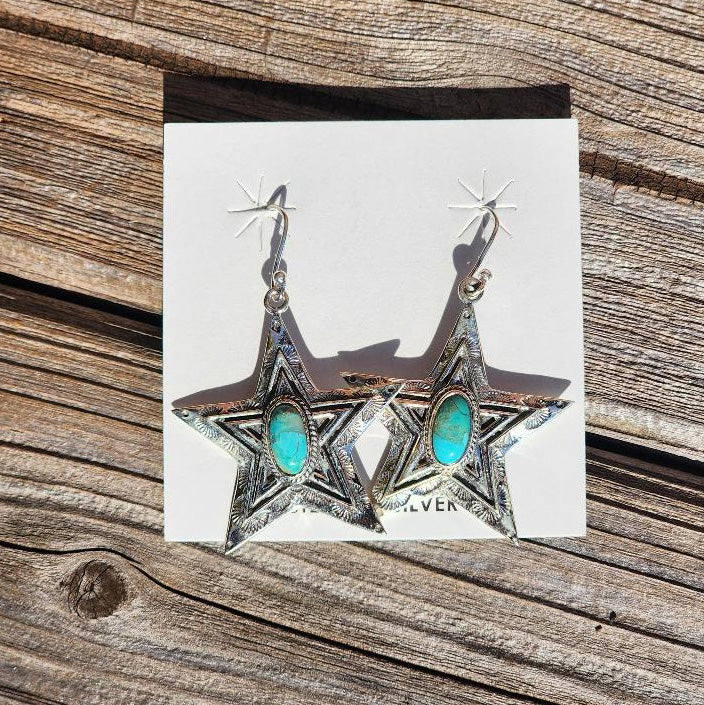 " Starla " Star Turquoise Dangle Earrings