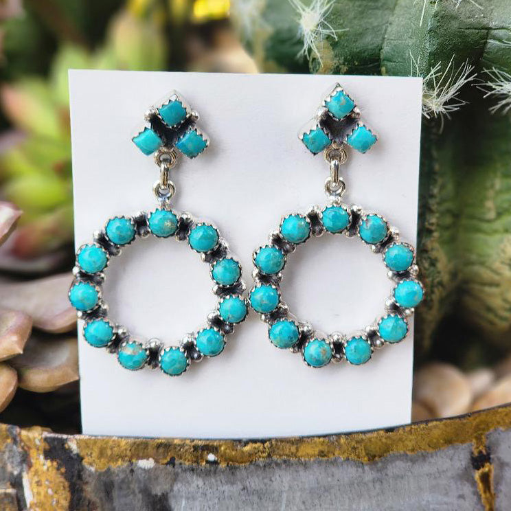 " Renny " Kingman Turquoise Circle Earrings