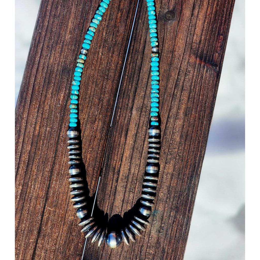 " Ren " Turquoise Navajo Pearl & Disc Necklace