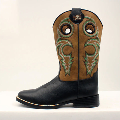 Twister Kid's Black/Brown Colton Boots