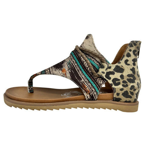 Very G Brown Aztec Leopard Hot Rock Sandals