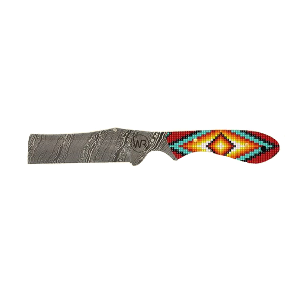 Damascus blade with southwest acrylic handle.