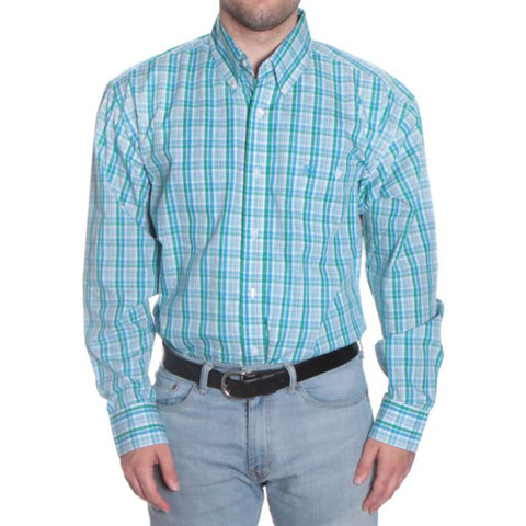 Wrangler Men's Aqua/Blue Plaid Shirt