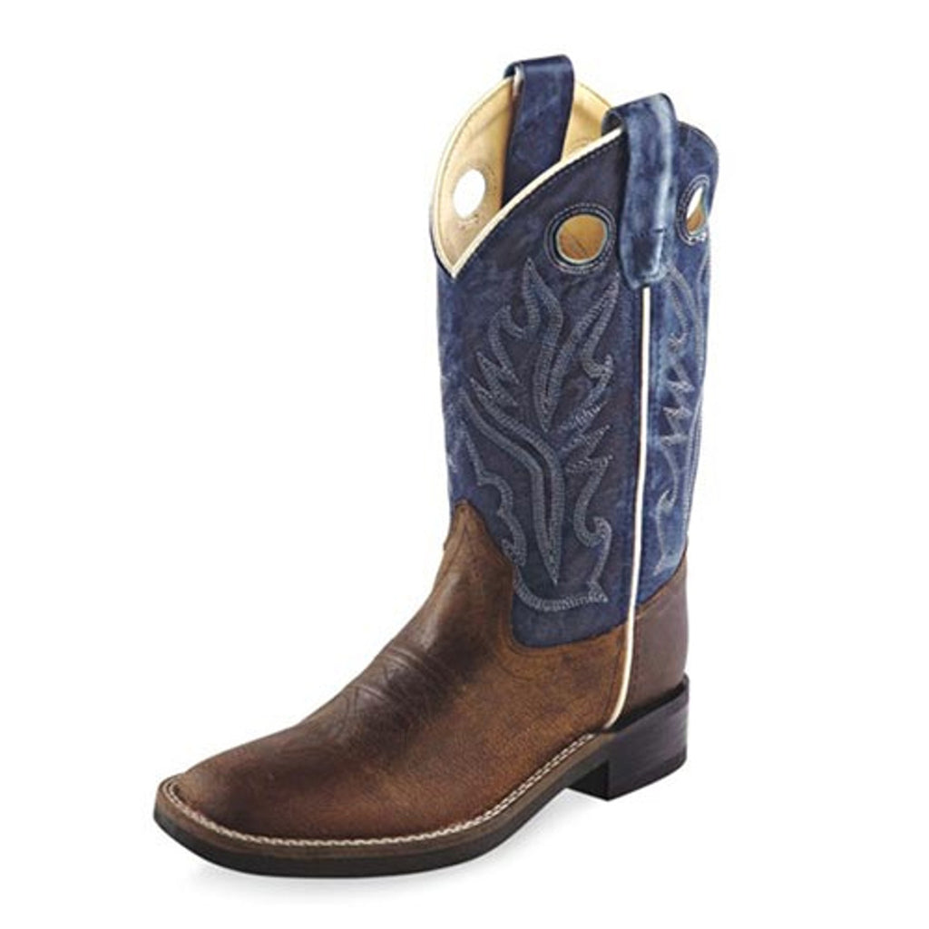 Old West Kid's Brown & Blue Western Boots
