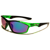 Green X-loop sunglasses.