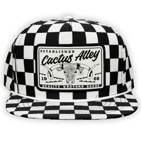 Cactus Alley Black and White Checkered Cattle Drive Cap