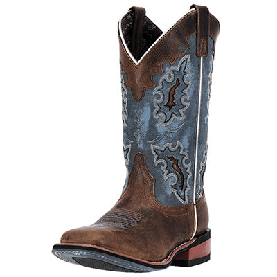 Laredo Women's Brown and Denim Blue Square Toe Boots