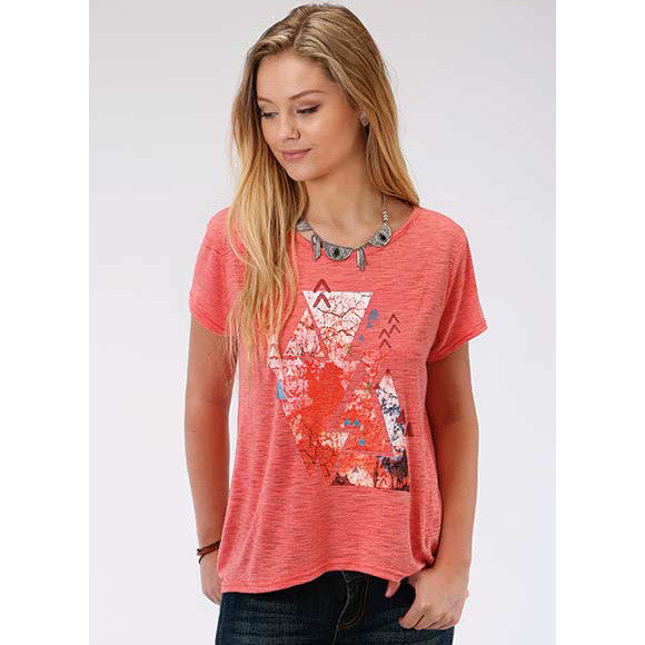 Karman Roper Coral Corral Aztec Loose Scoop Neck Tee 