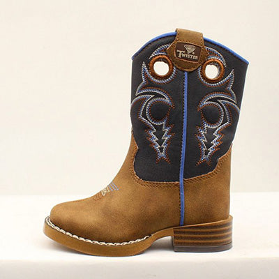 Toddler's Brown and Navy Ben Square Toe Boots