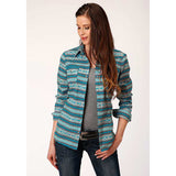 Women's Long Sleeve Horizontal Aztec Print Shirt