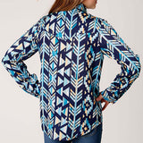 Girl's Multi Blue Aztec L/S