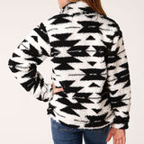 Girl's Black and White Aztec Sherpa Pullover