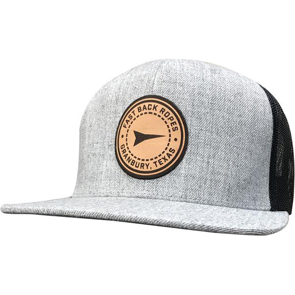 Fast Back Grey Flat Bill Cap w/ Round Leather Patch