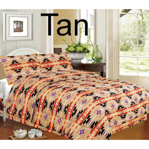 Southwest 4 pc Queen Luxury Comforter Set - Tan