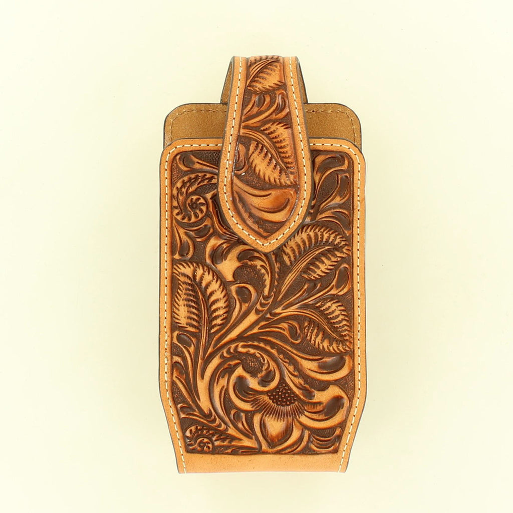 Tan Leather Tooled Phone Case