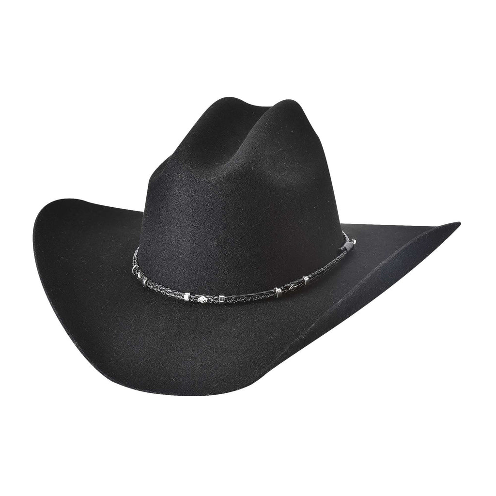 black 4x cowboy hat with braided black hatband