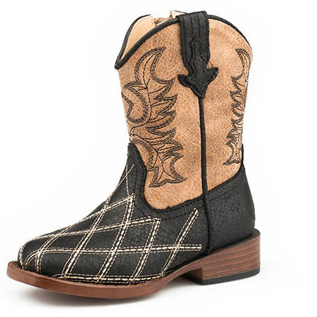 Roper Toddler Black and Tan Square Toe Boot 