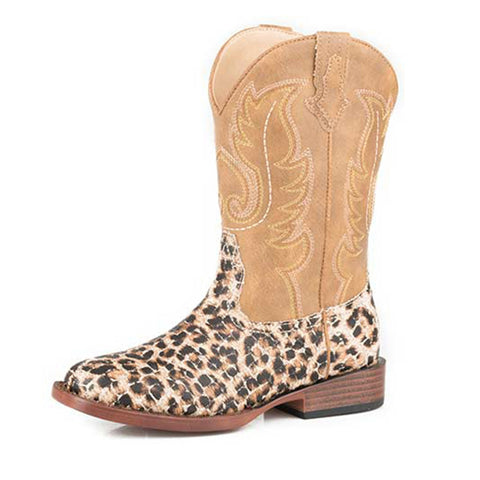 Roper Kid's Leopard Square Toe Cowboy Boots
