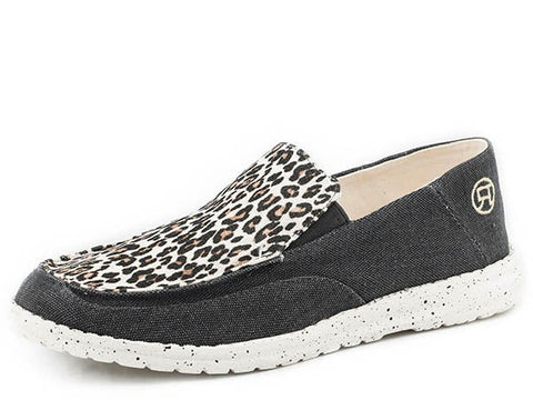 Roper Women's "Hang Loose" Black Leopard Slip-On Shoe