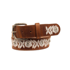 Tan Suede Leather Floral Embroidered Wrap Belt Tan Suede Leather Floral Embroidered Wrap Belt main image 4