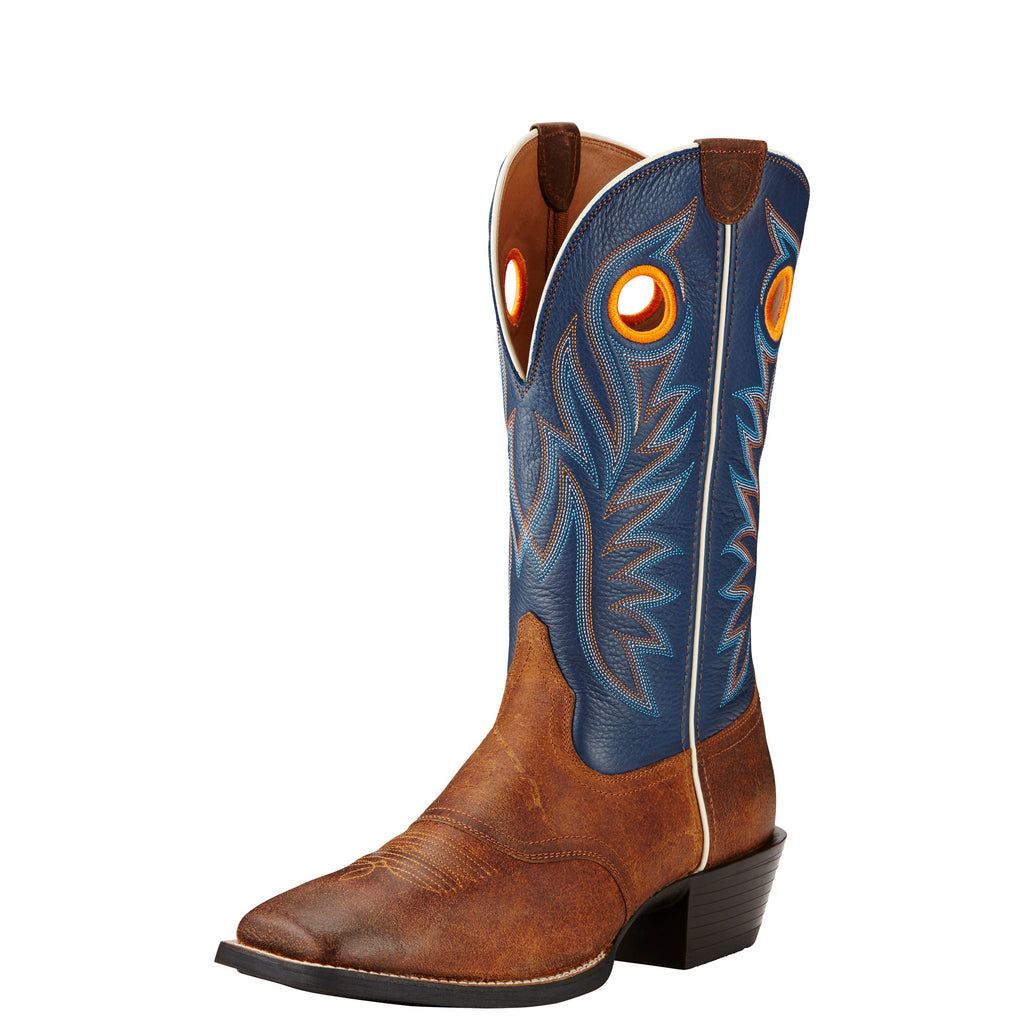 Ariat Men's Blue and Brown Sport Outrider Square Toe Boot 