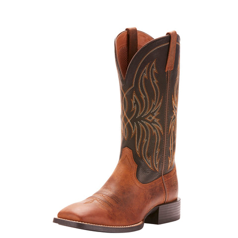 Ariat Men's Brown and Black Sport Rustler Square Toe Boot