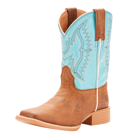 Ariat Kid's Tan and Blue Bristo Square Toe Boot