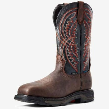 Ariat Men's Brown and Black Workhog H2O Coil Carbon Toe Boots