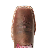 Ariat Distressed Brown and Fuchsia Pinnacle Square Toe
