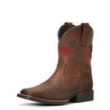 Ariat Kid's Patriot Distressed Brown Square Toe Boots