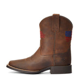 Ariat Kid's Patriot Distressed Brown Square Toe Boots