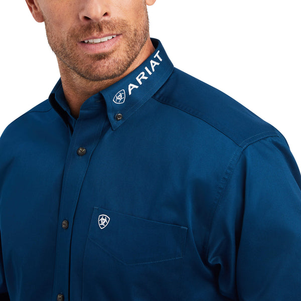 thumbnail image 2 of Ariat Men's Team Logo Twill Fitted Shirt – Macaw Green, Long Sleeve Button-Up (10042169) 2 of 5
