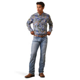 Ariat Men's Blue and White Iverson Hawaiian