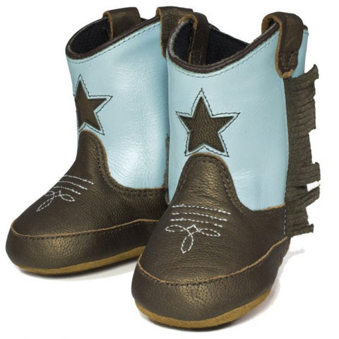 Old West Chocolate and Turquoise Baby Boot 