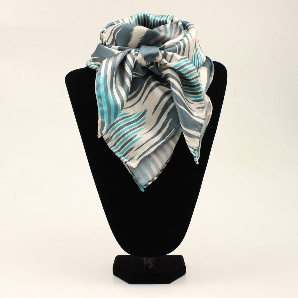 Turquoise and Grey Chevron Wild Rag