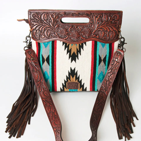American Darling White/Turquoise & Red Aztec Purse