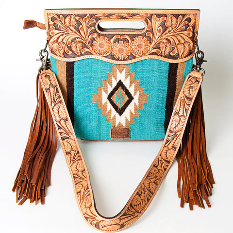 American Darling Turquoise Aztec/Floral Tooled Purse