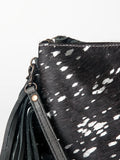 American Darling White/Black Hide with Acid Wash and Fringe Purse