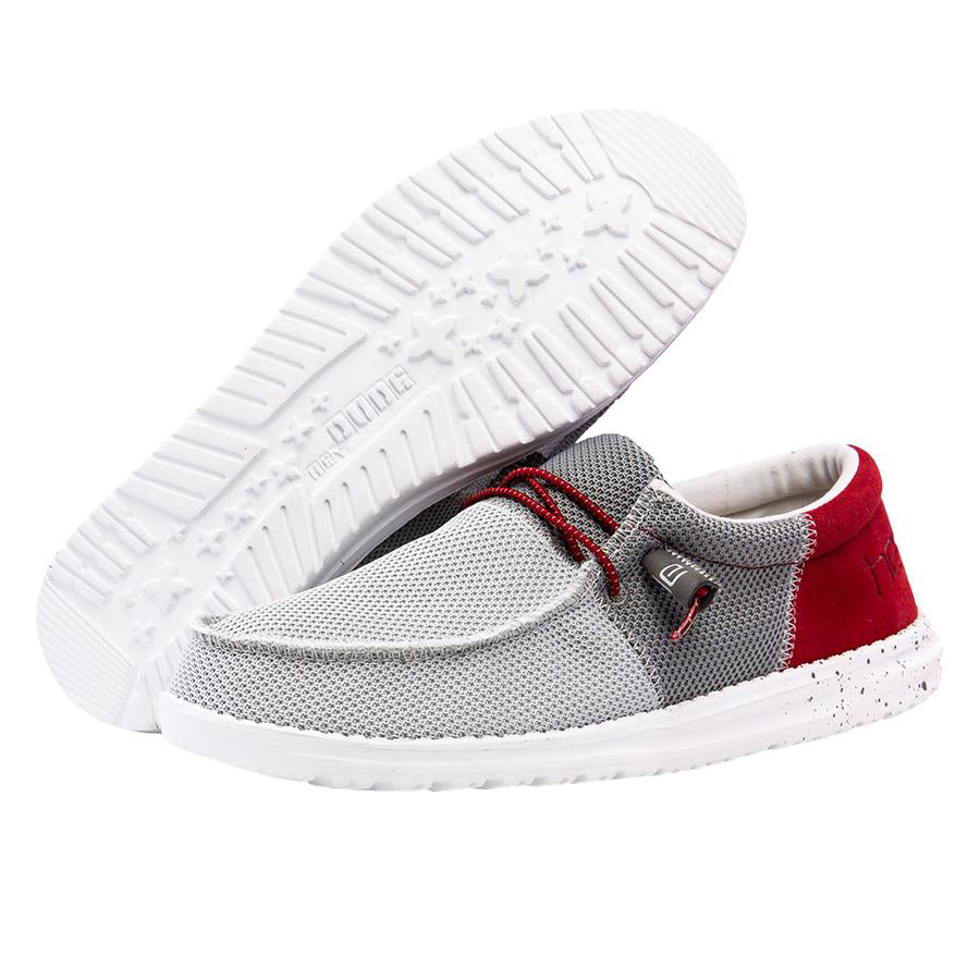 Hey Dude Men s White Grey and Red Wally Sox Frunk Western Edge